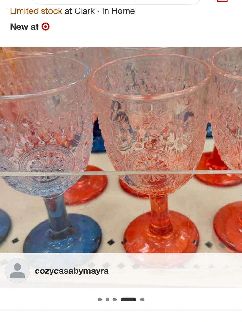 Target Blue Stemmed Goblet with Pressed Glass Pattern - New | 4th of July